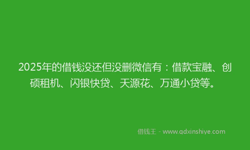 2025年的借钱没还但没删微信有：借款宝融、创硕租机、闪银快贷、天源花、万通小贷等。