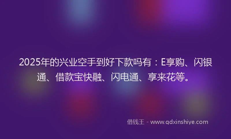 2025年的兴业空手到好下款吗有：E享购、闪银通、借款宝快融、闪电通、享来花等。