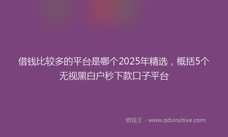 借钱比较多的平台是哪个2025年精选，概括5个无视黑白户秒下款口子平台