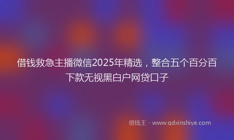 借钱救急主播微信2025年精选，整合五个百分百下款无视黑白户网贷口子