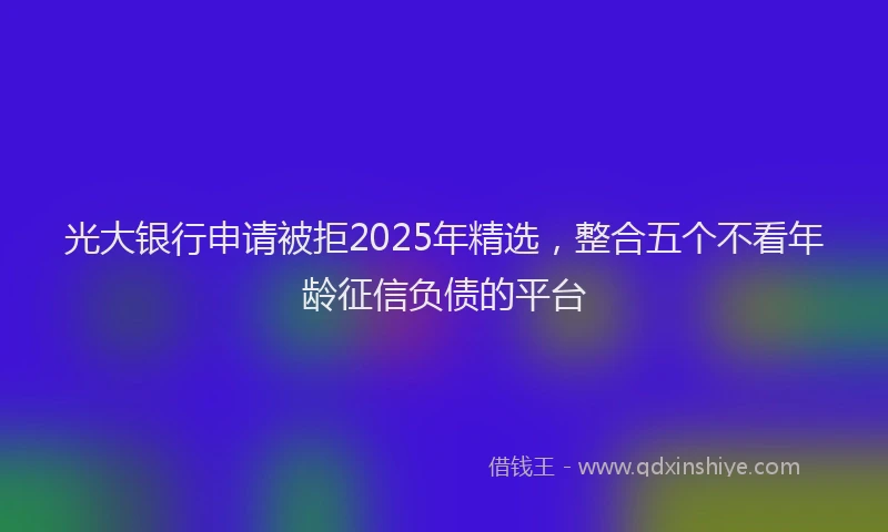 光大银行申请被拒2025年精选，整合五个不看年龄征信负债的平台