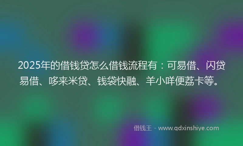 2025年的借钱贷怎么借钱流程有：可易借、闪贷易借、哆来米贷、钱袋快融、羊小咩便荔卡等。