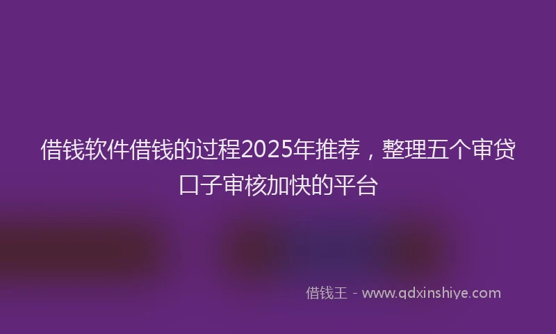 借钱软件借钱的过程2025年推荐，整理五个审贷口子审核加快的平台