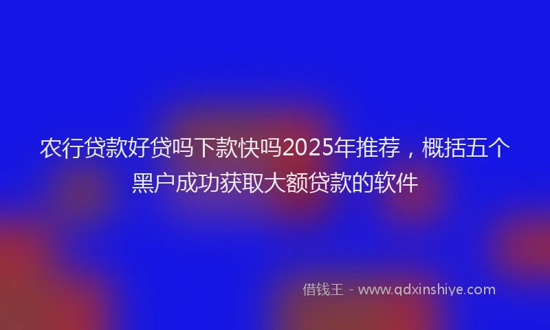 农行贷款好贷吗下款快吗2025年推荐，概括五个黑户成功获取大额贷款的软件