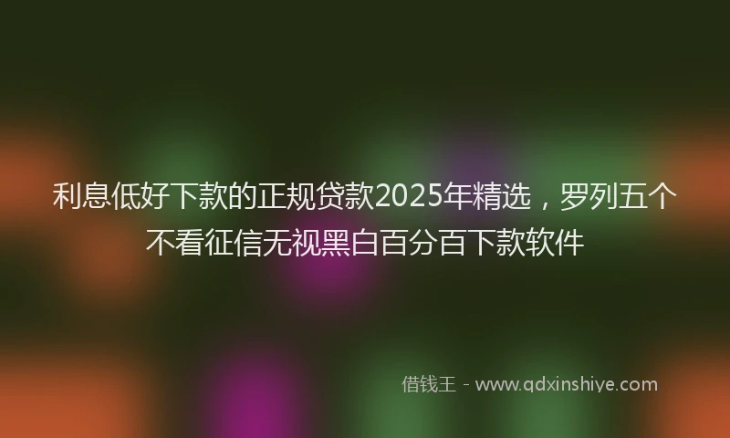 利息低好下款的正规贷款2025年精选，罗列五个不看征信无视黑白百分百下款软件