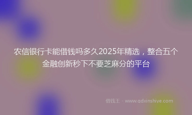 农信银行卡能借钱吗多久2025年精选，整合五个金融创新秒下不要芝麻分的平台
