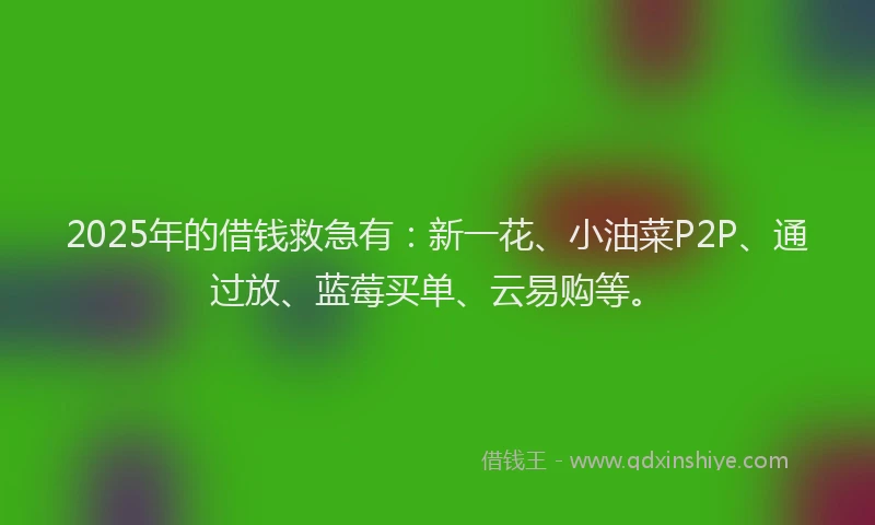 2025年的借钱救急有：新一花、小油菜P2P、通过放、蓝莓买单、云易购等。