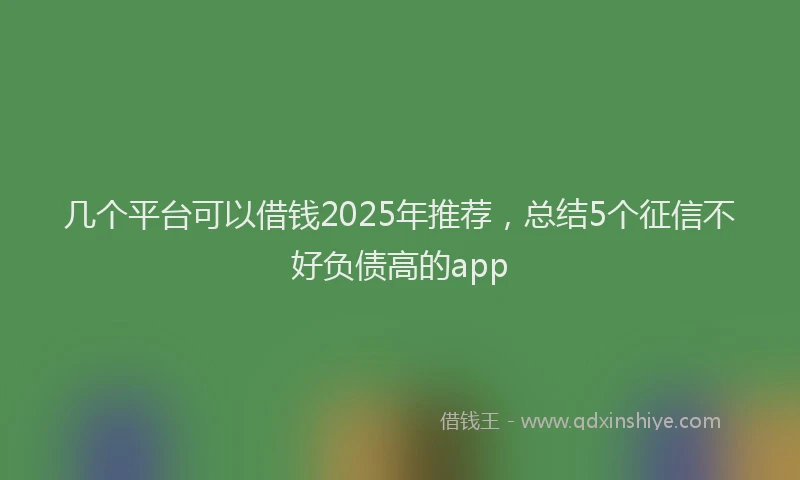几个平台可以借钱2025年推荐，总结5个征信不好负债高的app