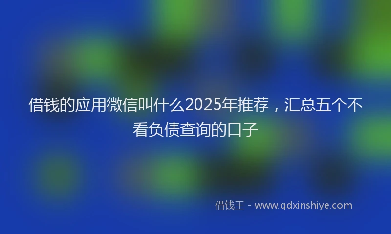 借钱的应用微信叫什么2025年推荐，汇总五个不看负债查询的口子
