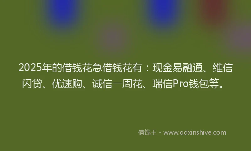 2025年的借钱花急借钱花有：现金易融通、维信闪贷、优速购、诚信一周花、瑞信Pro钱包等。