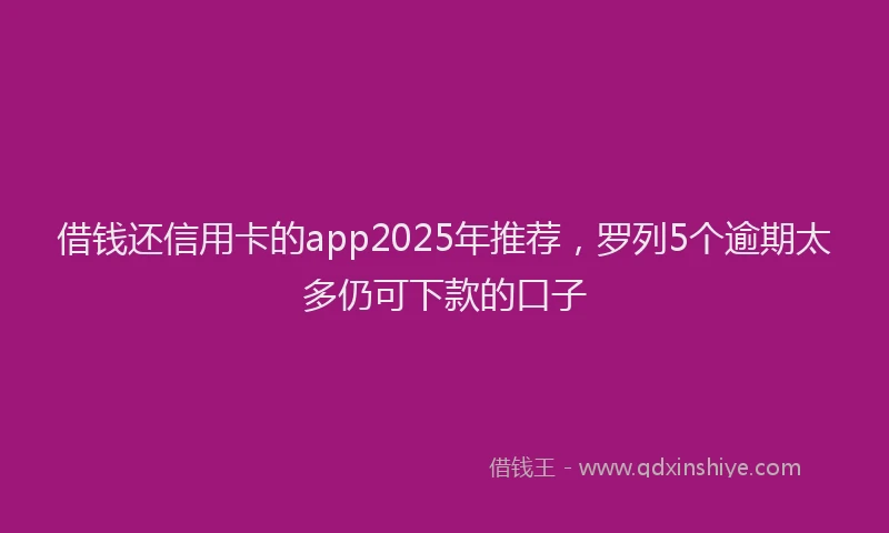 借钱还信用卡的app2025年推荐，罗列5个逾期太多仍可下款的口子
