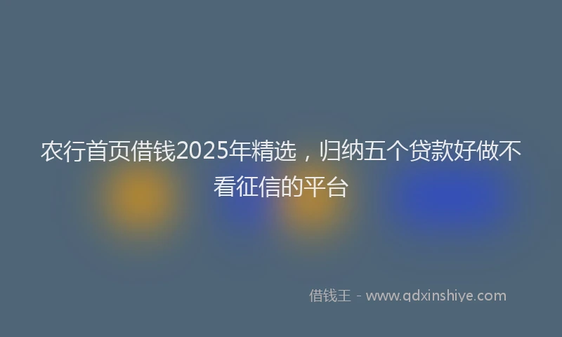 农行首页借钱2025年精选，归纳五个贷款好做不看征信的平台