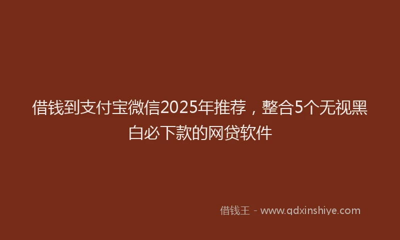借钱到支付宝微信2025年推荐，整合5个无视黑白必下款的网贷软件