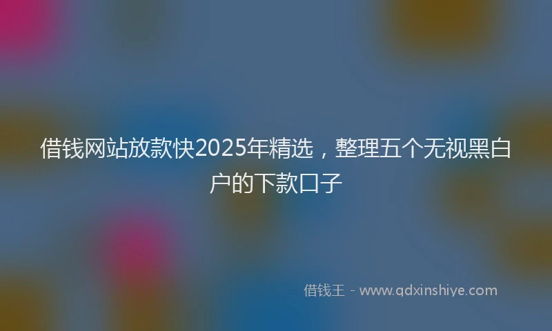 借钱网站放款快2025年精选，整理五个无视黑白户的下款口子