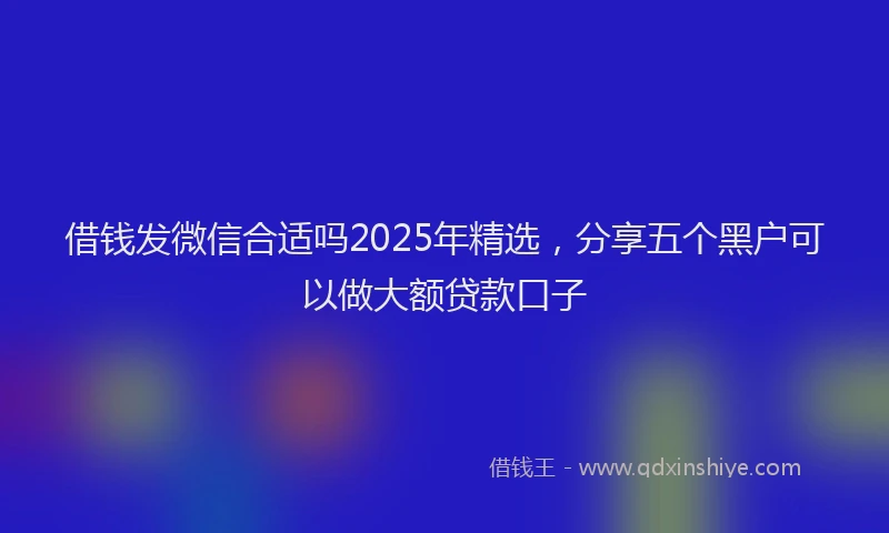 借钱发微信合适吗2025年精选，分享五个黑户可以做大额贷款口子