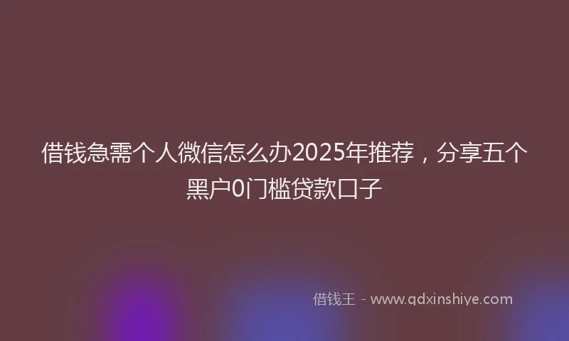 借钱急需个人微信怎么办2025年推荐，分享五个黑户0门槛贷款口子