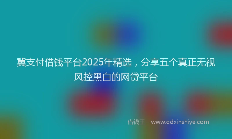 冀支付借钱平台2025年精选，分享五个真正无视风控黑白的网贷平台