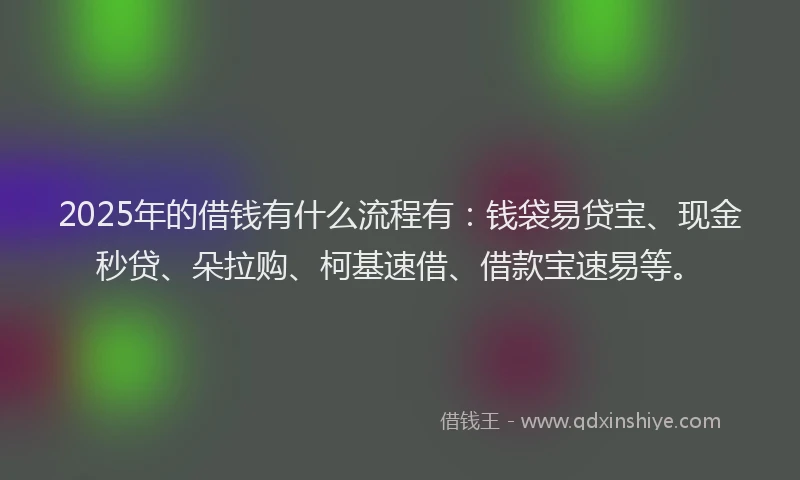 2025年的借钱有什么流程有：钱袋易贷宝、现金秒贷、朵拉购、柯基速借、借款宝速易等。