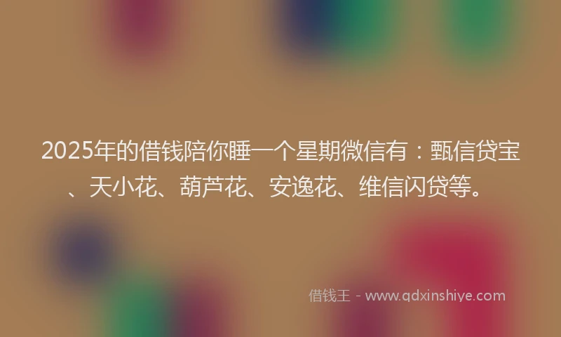 2025年的借钱陪你睡一个星期微信有：甄信贷宝、天小花、葫芦花、安逸花、维信闪贷等。