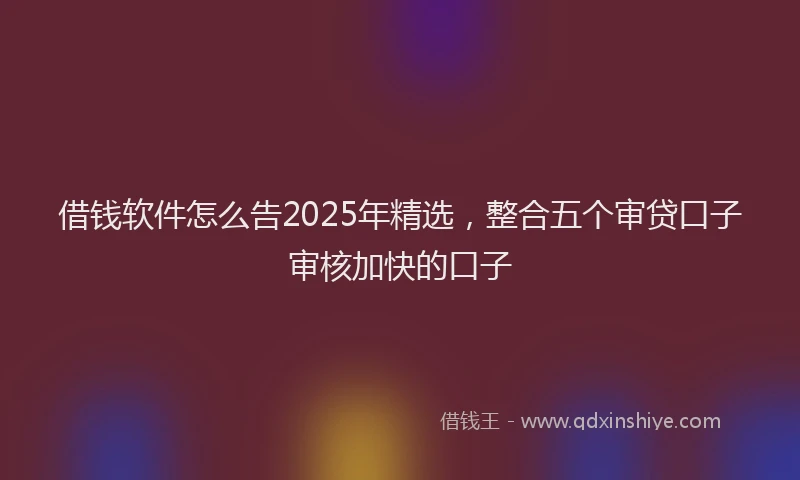 借钱软件怎么告2025年精选，整合五个审贷口子审核加快的口子