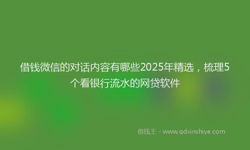 借钱微信的对话内容有哪些2025年精选，梳理5个看银行流水的网贷软件