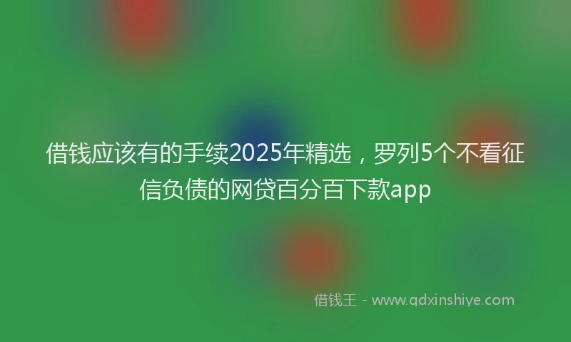 借钱应该有的手续2025年精选，罗列5个不看征信负债的网贷百分百下款app