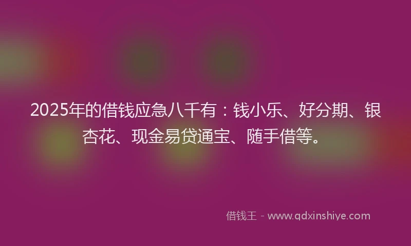 2025年的借钱应急八千有：钱小乐、好分期、银杏花、现金易贷通宝、随手借等。