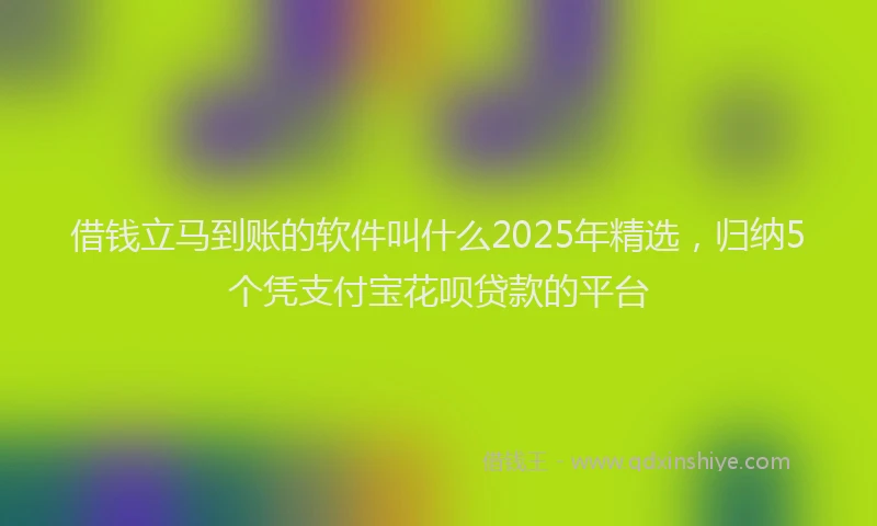 借钱立马到账的软件叫什么2025年精选，归纳5个凭支付宝花呗贷款的平台