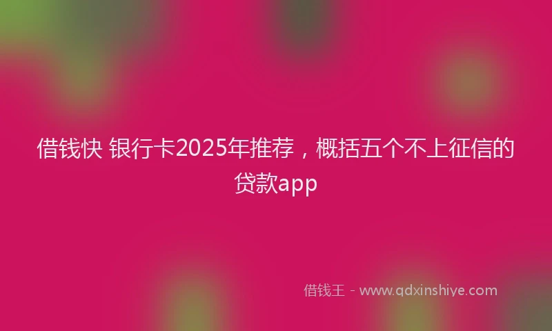 借钱快 银行卡2025年推荐，概括五个不上征信的贷款app