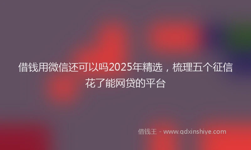 借钱用微信还可以吗2025年精选，梳理五个征信花了能网贷的平台