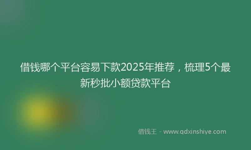 借钱哪个平台容易下款2025年推荐，梳理5个最新秒批小额贷款平台