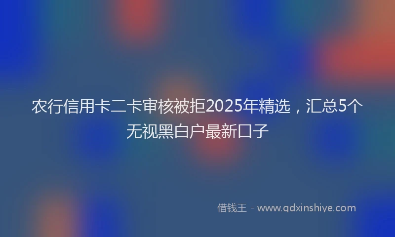 农行信用卡二卡审核被拒2025年精选，汇总5个无视黑白户最新口子