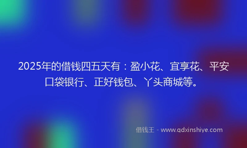 2025年的借钱四五天有：盈小花、宜享花、平安口袋银行、正好钱包、丫头商城等。
