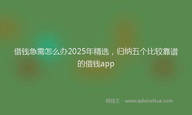 借钱急需怎么办2025年精选，归纳五个比较靠谱的借钱app