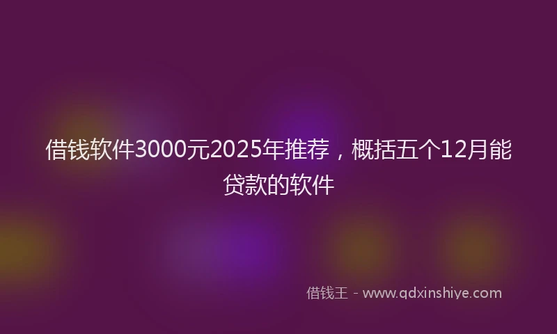 借钱软件3000元2025年推荐，概括五个12月能贷款的软件