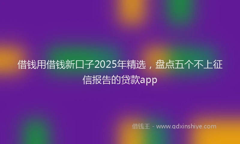 借钱用借钱新口子2025年精选，盘点五个不上征信报告的贷款app