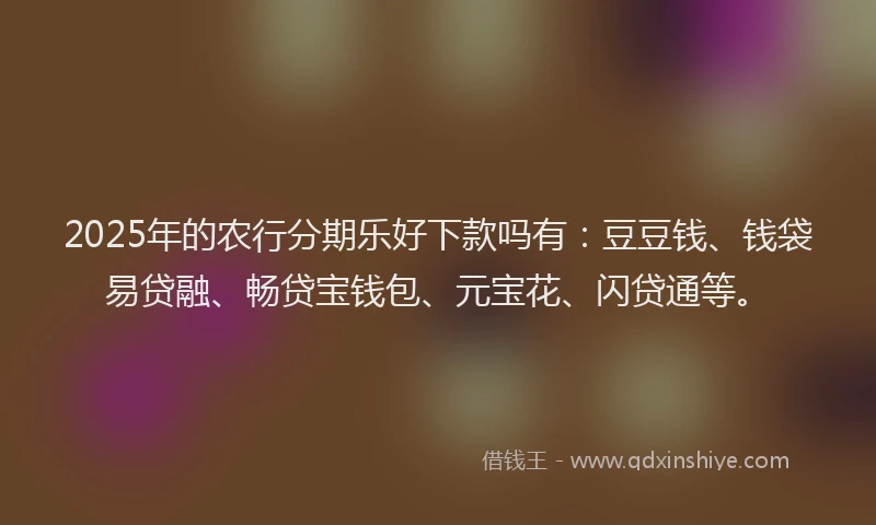 2025年的农行分期乐好下款吗有：豆豆钱、钱袋易贷融、畅贷宝钱包、元宝花、闪贷通等。