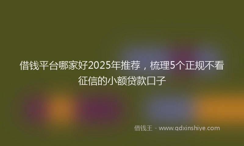 借钱平台哪家好2025年推荐，梳理5个正规不看征信的小额贷款口子