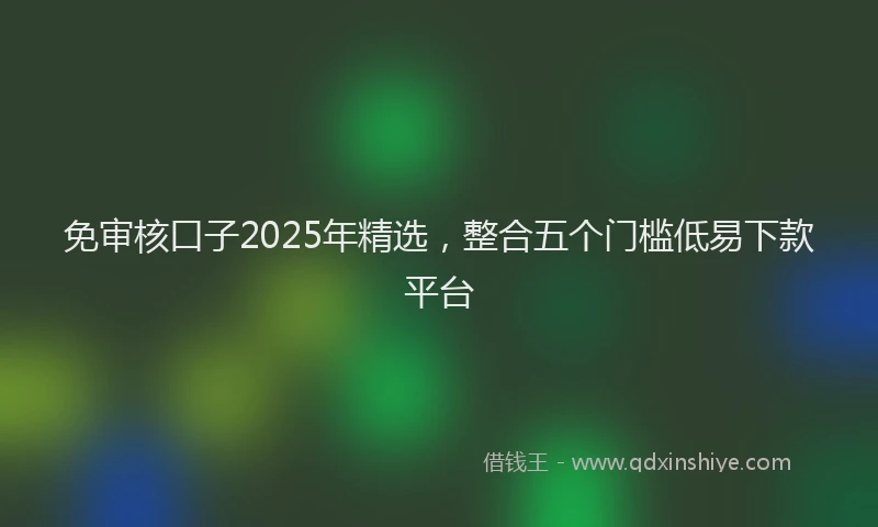 免审核口子2025年精选，整合五个门槛低易下款平台