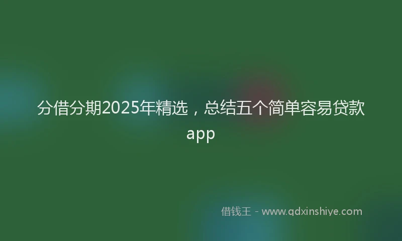 分借分期2025年精选，总结五个简单容易贷款app