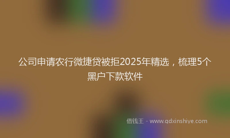 公司申请农行微捷贷被拒2025年精选，梳理5个黑户下款软件