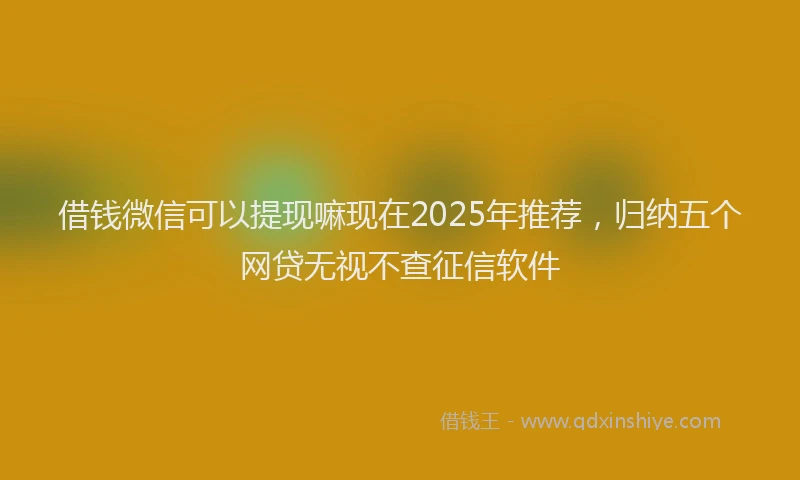 借钱微信可以提现嘛现在2025年推荐，归纳五个网贷无视不查征信软件