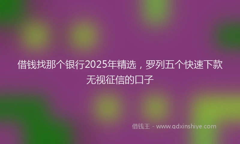 借钱找那个银行2025年精选，罗列五个快速下款无视征信的口子