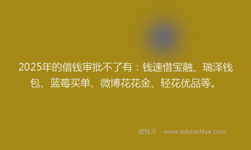 2025年的借钱审批不了有：钱速借宝融、瑞泽钱包、蓝莓买单、微博花花金、轻花优品等。