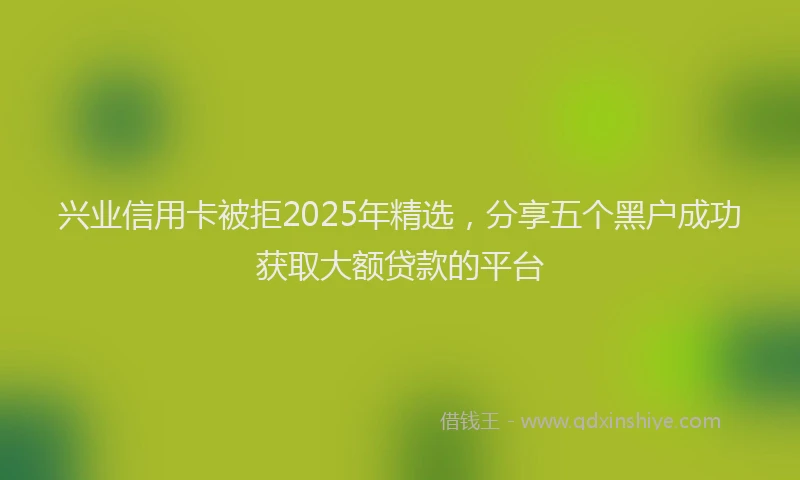 兴业信用卡被拒2025年精选，分享五个黑户成功获取大额贷款的平台