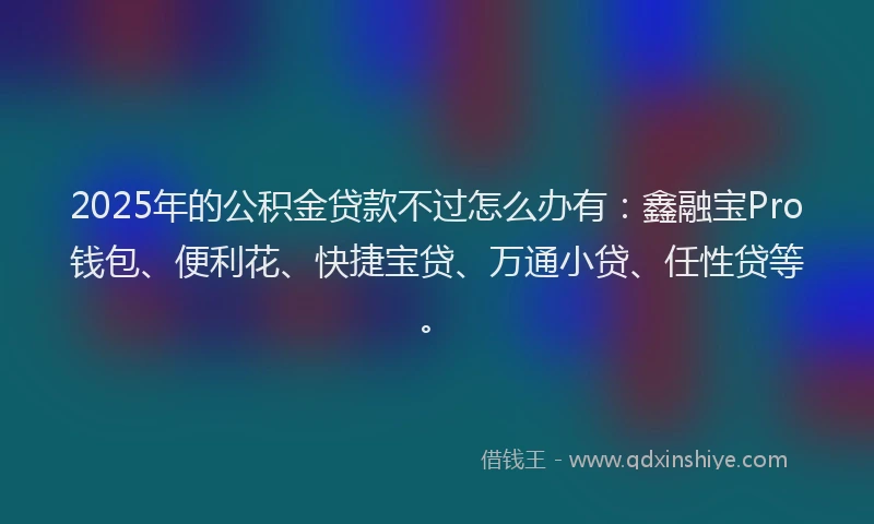 2025年的公积金贷款不过怎么办有：鑫融宝Pro钱包、便利花、快捷宝贷、万通小贷、任性贷等。