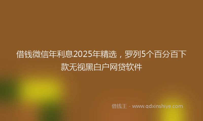 借钱微信年利息2025年精选，罗列5个百分百下款无视黑白户网贷软件