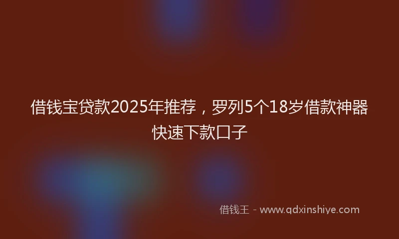 借钱宝贷款2025年推荐，罗列5个18岁借款神器快速下款口子