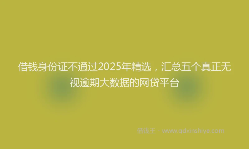 借钱身份证不通过2025年精选，汇总五个真正无视逾期大数据的网贷平台