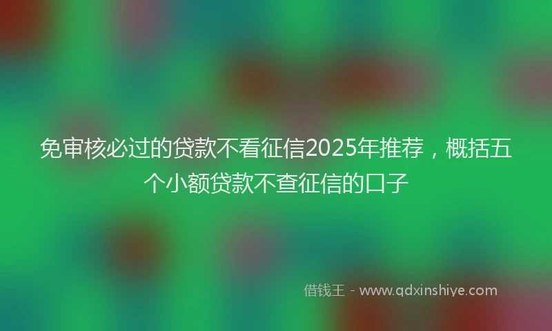 免审核必过的贷款不看征信2025年推荐，概括五个小额贷款不查征信的口子